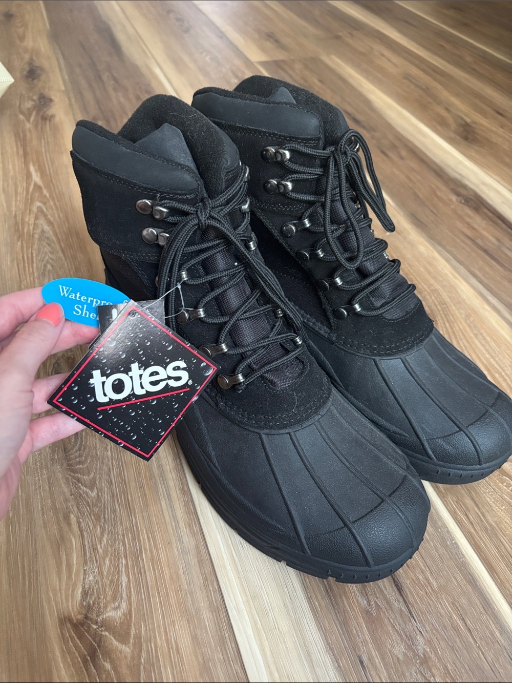 totes Men's Black Waterproof Duck Boots